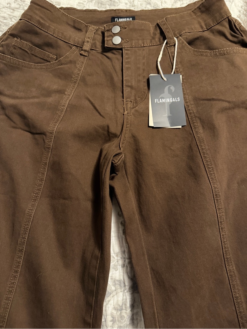 TikTok Famous Flamingals Straight-Leg Pants in Brown - Picture 9 of 10
